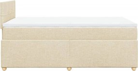 vidaXL Κρεβάτι Boxspring με Στρώμα Κρεμ 120x200 εκ. Υφασμάτινο