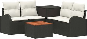 vidaXL Σετ Καναπέ 6 τμχ. Μαύρο και Κρεμ Λευκό 55 x 55 x 37 εκ