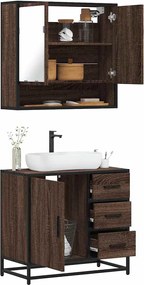 vidaXL Σετ Επίπλων Μπάνιου 2 Τεμαχίων Καφέ Δρυς από Τεχν. Ξύλο