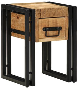 vidaXL Τραπέζι με Συρτάρι Μαύρο 30x30x40 εκ Μασίφ Ξύλο Μάνγκο