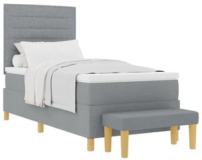 vidaXL Κρεβάτι με Σκηνή και Πάγκο Ανοιχτό Γκρι 100x200 εκ Ύφασμα