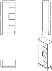 Βιβλιοθήκη Ξύλο / Λευκό Δρυς DEIVE 71x36x179.3