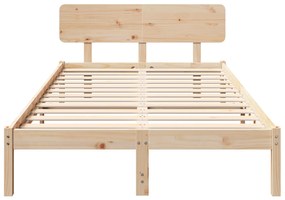 vidaXL Κρεβάτι με Επικεφαλίδα 120x200 εκ Συμπαγές ξύλο πεύκου
