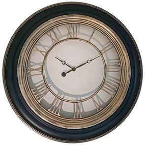 Ρολόι τοίχου Nopla Inart σε μάυρη αντικέ και χρυσή απόχρωση Φ60.2x5.6εκ 60.2x60.2x5.6 εκ.