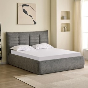 ΚΡΕΒΑΤΙ ΔΙΠΛΟ SANDRA HM732.01 ΓΚΡΙ ΥΦΑΣΜΑ &amp; ΑΠΟΘΗΚΕΥΤΙΚΟΣ ΧΩΡΟΣ ΓΙΑ ΣΤΡΩΜΑ 160x200εκ