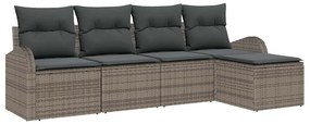 vidaXL Σετ Καναπέ Κήπου με μαξιλάρι 5 pcs Γκρι Πολυ ράταν