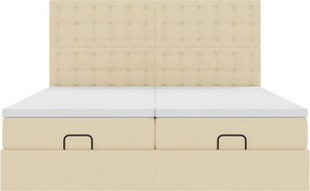 VidaXL Οθωμανικό κρεβάτι με στρώματα & LEDs Κρέμα 200x200cm ύφασμα