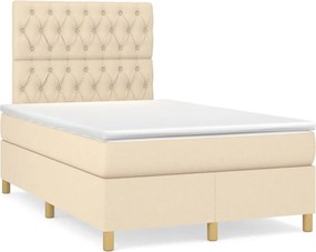 vidaXL Κρεβάτι Boxspring με Στρώμα Κρεμ 120x200 εκ. Υφασμάτινο