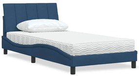 VidaXL Κρεβάτι με Στρώμα Hanko Μπλε 100 x 200 εκ. Υφασμάτινο