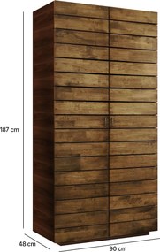 Διφυλλη Ντουλαπα Καφέ RB 45x90x180