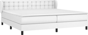 vidaXL Κρεβάτι Boxspring με Στρώμα Λευκό 200x200 εκ. Συνθετικό Δέρμα