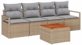 vidaXL Σετ Καναπέ Κήπου 5 pcs Μπέζ και Ανοιχτό Γκρι συνθετικό ρατάν