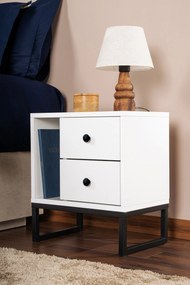 Κομοδίνο Λευκό / Μαύρο DUCU 45x30x50