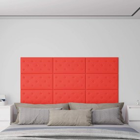 vidaXL Κεφαλάρι Τοίχου 12 pcs Κόκκινο 60 x 30 cm Τεχνητό Δέρμα