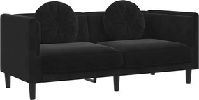 vidaXL Πολυθρόνα Διθέσια Μαύρη Βελούδινη με Μαξιλάρια