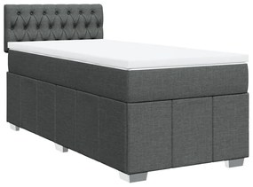 Κρεβάτι Boxspring με Στρώμα Σκούρο Γκρι 90x190 εκ. Υφασμάτινο - Γκρι