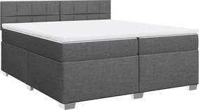 vidaXL Κρεβάτι Boxspring με Στρώμα Σκούρο Γκρι 200x200 εκ. Υφασμάτινο