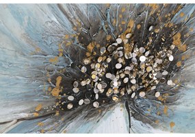 Καμβάς Home ESPRIT Μπλε Χρυσό Λουλούδι Shabby Chic 60 x 3 x 90 cm (x2)