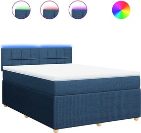 vidaXL Κρεβάτι Boxspring με Στρώμα Μπλε 140x190 εκ. Υφασμάτινο