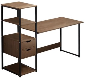 Γραφείο Zayn ΙΙ pakoworld με ραφιέρα-MDF καρυδί-μαύρο 107x40x110εκ