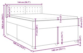 Κρεβάτι Boxspring με Στρώμα Taupe 140x190 εκ. Υφασμάτινο - Μπεζ-Γκρι