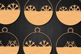 Σετ των 3 Intra απο ξύλο plywood 3mm-4mm πάχος στολίδι με χριστουγεννιάτικες νιφάδες χιονιού Δίασταση 8x8 cm INTRAFABR-41118169