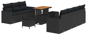 vidaXL Σετ Καναπέ Κήπου 10 pcs Μαύρο συνθετικό ρατάν