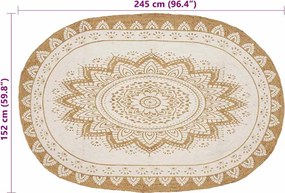vidaXL Χαλιά χώρου Floral Φυσικό με Λευκή Εκτύπωση 152 x 245 εκ Γιούτα