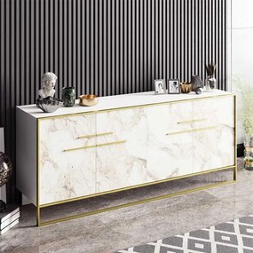 Μπουφές Marble χρώμα λευκό μαρμάρου-χρυσό 180x47,5x75εκ