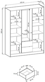 Ντουλάπα Nolan Τρίφυλλη με καθρέπτη-Fusiko