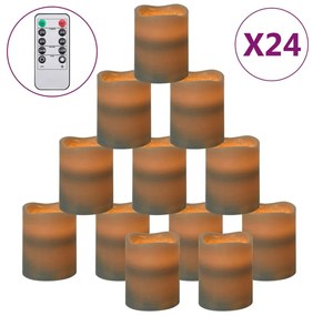 vidaXL Κεριά LED Χωρίς Φλόγα 24 τεμ Θερμό Λευκό Φως &amp; Τηλεχειριστήριο