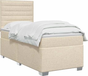 vidaXL Κρεβάτι box spring με στρώμα Κρεμ 90 x 200 cm Ύφασμα