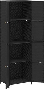 vidaXL Ντουλάπι Αποθήκευσης Κήπου Μαύρο 59x40x180 εκ. από Συνθ. Ρατάν