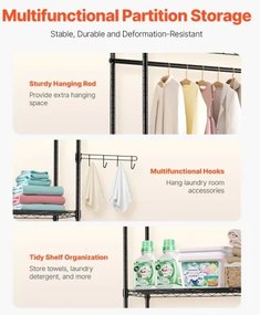 VEVOR Over Washer and Dryer Storage Shelf Two Row 5 Tiers Washer Rack Black