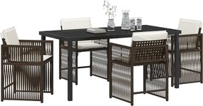 vidaXL Σέτ φαγητού για κήπο 5 pcs Καφέ συνθετικό ρατάν