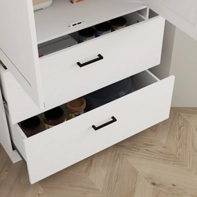 HOMCOM Ανεξάρτητο ντουλάπι κουζίνας με ρυθμιζόμενα ράφια και δύο φαρδιά συρτάρια για σαλόνι, κουζίνα, Λευκό