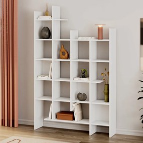 Βιβλιοθήκη Manco Megapap χρώμα λευκό 122x25,5x188εκ.