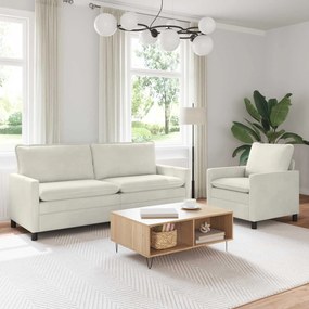 vidaXL Σετ Καναπέ 2 pcs Κρεμ Βελούδο