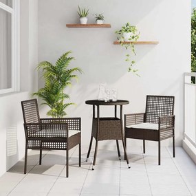 vidaXL Σέτ φαγητού για κήπο 3 pcs Καφέ συνθετικό ρατάν