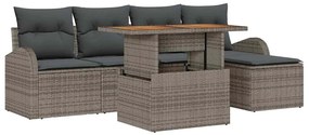 vidaXL Σετ Καναπέ Κήπου με μαξιλάρι 6 pcs Γκρι