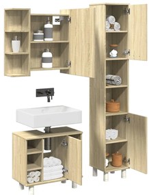 vidaXL Σετ Επίπλων Μπάνιου 3 Τεμαχίων Sonoma Δρυς Επεξεργασμένο Ξύλο