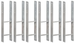 vidaXL Στηρίγματα Περίφραξης 6 τεμ Ασημί 14x6x60 εκ. Γαλβανισμ. Ατσάλι