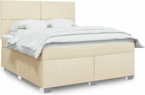 vidaXL Κρεβάτι Boxspring με Στρώμα Κρεμ 180x200 εκ. Υφασμάτινο