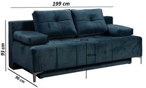 Kαναπές - Κρεβάτι Elena Σκούρο Μπλέ 199x96x93 εκ. 199x96x93 εκ.