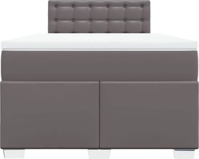 vidaXL Κρεβάτι Boxspring με Στρώμα Γκρι 120x190εκ. από Συνθετικό Δέρμα