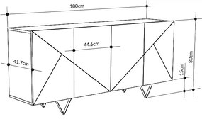 Μπουφές Jakomen Megapap χρώμα ανοιχτό καρυδί 180x41,7x80εκ.