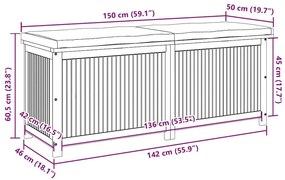 Κουτί Μαξιλαριών Εξ. Χώρου 150x50x60,5 εκ. Μασίφ Ξύλο Ελάτης - Καφέ