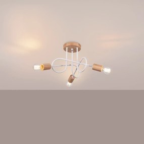 Φωτιστικό οροφής EMBER 3 λευκό/χάλυβας/ξύλο/3xmax 15W LED