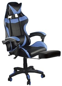BF7860 Gaming Relax Πολυθρόνα Γραφείου με Υποπόδιο, Pu Μαύρο - Μπλε 63x70x117/127cm ΕΟ581,2