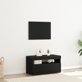 vidaXL Ντουλάπι τηλεόρασης με LED Φώτα Μαύρη Δρυς 75x35x40 εκ. Επεξεργασμένο ξύλο